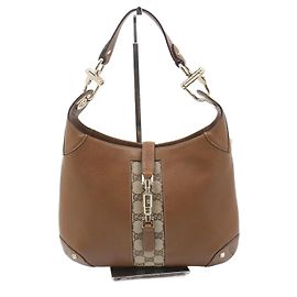 Gucci Vintage Jackie Shoulder Canvas and Leather medium Brown