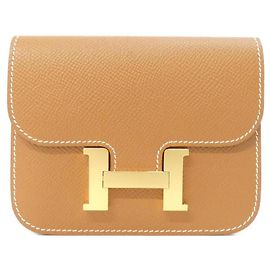 Hermès Portefeuille pliable fin Hermes Constance Doré