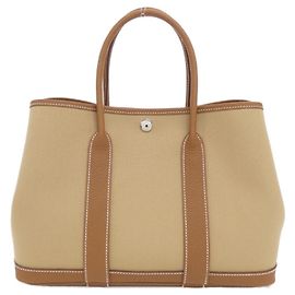 Hermès Bolsa Hermes Garden Party Bege Dourado