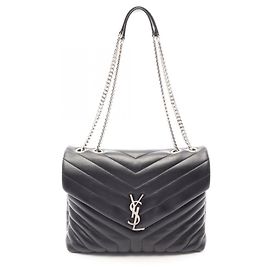 Yves Saint Laurent Black Leather Medium Tote Bag Black