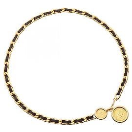 Cinturón de cadena Chanel Coco Mark Negro Dorado