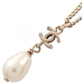 Collar Chanel Coco Mark Swing Blanco Dorado