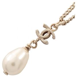 Collier Chanel Coco Mark Swing Blanc Doré
