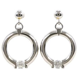 Autre Marque Platinum Drop Earrings with Diamonds Other
