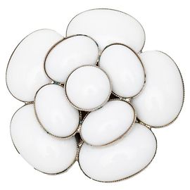 Broche Vintage Camélia Chanel Blanco