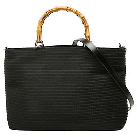 Borsa a Mano Gucci Bamboo Borsa a Spalla 2-Way Nero