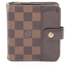 Louis Vuitton Compact Zip Damier Ebene Bi-fold Wallet Brown