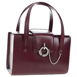 CARTIER PANTHERE Handtasche Leder Bordeaux Silber Authentisch 191965V Silber Bordeaux