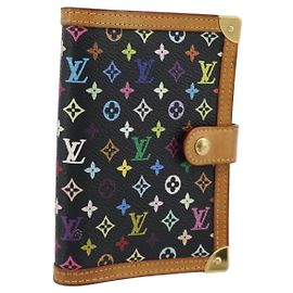 LOUIS VUITTON Monogram Multicolor Agenda PM Planner Cover R20895 LV Auth BA14615 Black