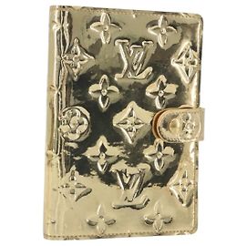 LOUIS VUITTON Monogram Miroir Agenda PM Planner Cover Gold R20962 Auth BA14630A Golden