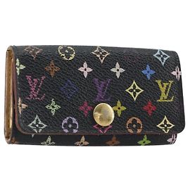 LOUIS VUITTON Monogram Multicolor Multicles 4 Key Case Black M93732 Auth 195163 Black