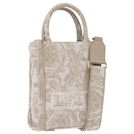 Sac cabas mini VERSACE Barocco Thena en toile 2way Beige Doré Auth BA14680V Beige Autre