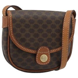 Céline CELINE Macadam Shoulder Bag PVC Leather Brown Gold Tone Auth gh2237 Brown Other