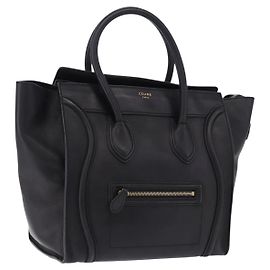 Céline CELINE Luggage Mini shopper Handtasche aus Kalbsleder Schwarz Silber Auth 194754V Schwarz Silber