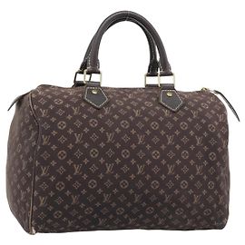 LOUIS VUITTON Monogram Mini Lin Speedy 30 Sac Marron Ebene M95224 LV Auth gh2314 Marron Damier ebène
