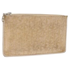 Pochette Christian Dior Trotter Canvas Beige Oro Auth bs36424 Beige Dorado