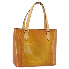 LOUIS VUITTON Sac à main Monogram Vernis Houston Beige M91004 LV Auth 195288 Beige