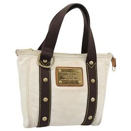 LOUIS VUITTON Antigua Cabas PM Tote Bag White Brown M40036 LV Auth bs36588 Brown White