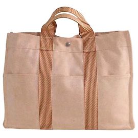 Cabas Hermès em tecido rosa Rosa