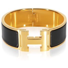 Bracelet Clic Clac en Noir plaqué or Hermès Autre