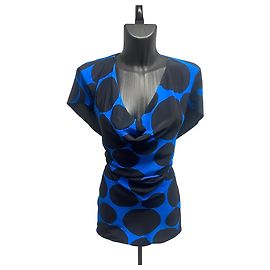 Gucci FW2009 Blue & Black Silk Polka Dot Cowl Neck Top by Frida Giannini Other
