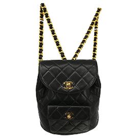 Chanel Vintage CC Pocket gestepptes Lammleder Small Schwarz