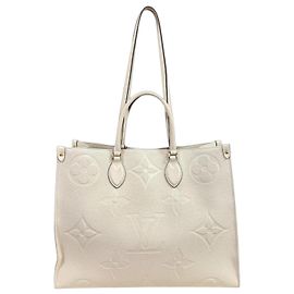 Bolsa de ombro Louis Vuitton OnTheGo GM Monogram Empreinte Bege Fora de branco