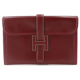 Hermès Hermes Jige PM Clutch Handbag Dark red
