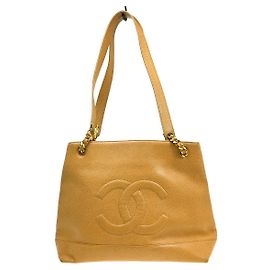 Chanel Vintage Timeless Chain Caviar Large Beige