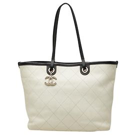 Sac cabas Chanel On The Road Coco Mark Wild Stitch Blanc