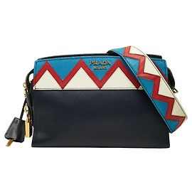 Borsa a tracolla Prada Esplanade Saffiano Multicolore Blu navy