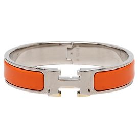 Hermès Bracciale Click H PM Hermes Argento Arancione