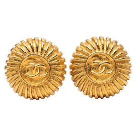 Orecchini tondi con logo Coco Chanel placcati in oro D'oro