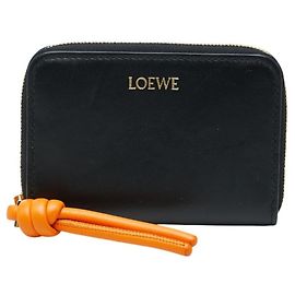 Loewe Black and Orange Leather Coin Purse Black Orange