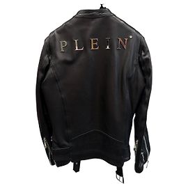 Philipp Plein Leather Jacket Black Black