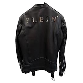 Philipp Plein Lederjacke Schwarz Schwarz