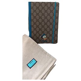 Gucci x Disney Donald Duck GG Supreme Monogram Notebook Brown Blue Monogram