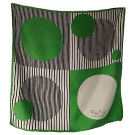 Autre Marque Lenço de seda Maggy Rouff Preto Branco Verde