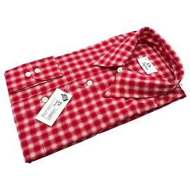 Autre Marque Ingram 90s Vintage Herren Hemd mit roten Gingham-Karo Langarm Größe 43/17 Rot