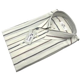 Autre Marque Ingram 90s Vintage Herren Weiß Gestreiftes Kurzarmhemd Größe 40/15.5 Weiß