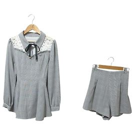 Autre Marque Secret Honey Check Long Sleeve Setup Brown