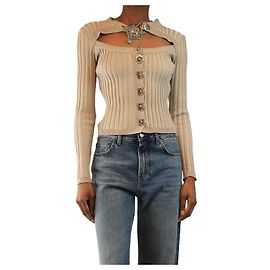 Autre Marque Cardigan en maille côtelée beige - taille S Beige