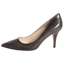 Prada Brushed grey leather pointed-toe pumps - size EU 39 (UK 6) Grey