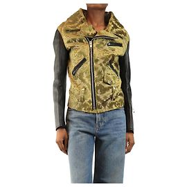Junya Watanabe Jacquard-Kunstlederjacke in Schwarz und Grün - Größe XS Grün