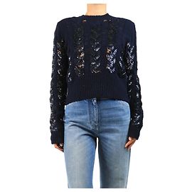 Emilio Pucci Pull en maille torsadée bleu marine à sequins - taille M Bleu Marine