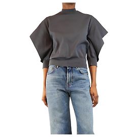 Jil Sander Top cinza de mangas morcego abertas - tamanho UK 10 Cinza