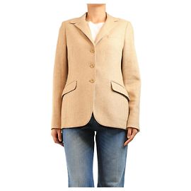 Loro Piana Tan and white houndstooth blazer - size UK 14 Brown
