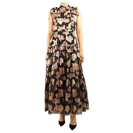 Erdem Robe maxi en jacquard lurex noir et violet - taille UK 8 Noir