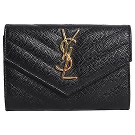 Saint Laurent Cartera Cassandre negra Negro