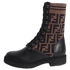 Fendi Black and brown Zucca printed boots - size EU 36.5 (UK 3.5) Black